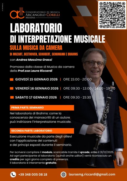 Messina, Conservatorio ‘Corelli’, gennaio 2026: laboratorio di interpretazione musicale